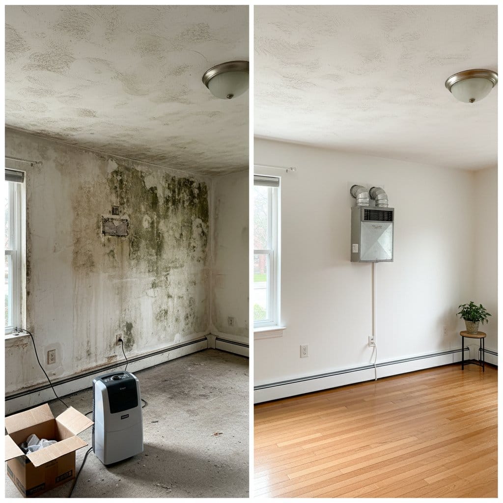 Mold Testing & Lab Reporting before and after in living room, Paramus NJ