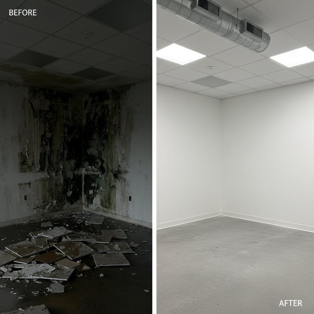 Bathroom & Kitchen Mold Removal restoration — commercial office space of commercial property in Paramus, NJ