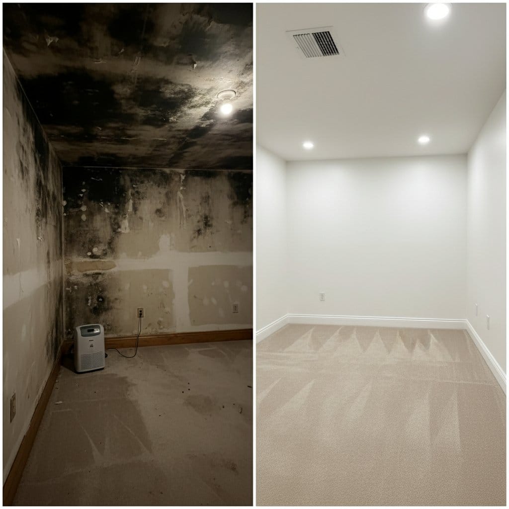 Paramus Mold Removal bedroom restoration before and after in Paramus